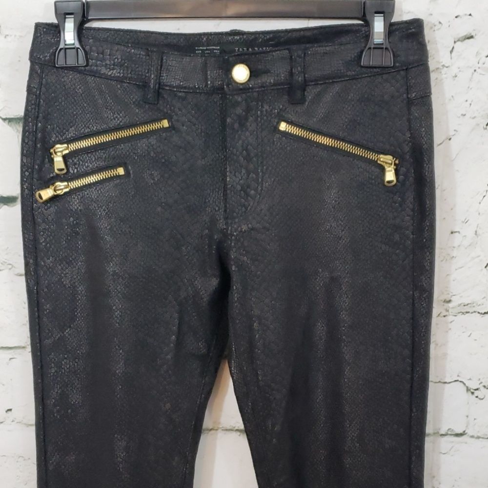 Zara Basic Black Textured Stretch Pants - image 2